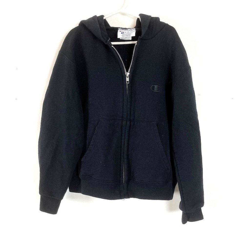 Champion Boys Black Long Sleeve Full Zip Hooded Sweatshirt Size Small